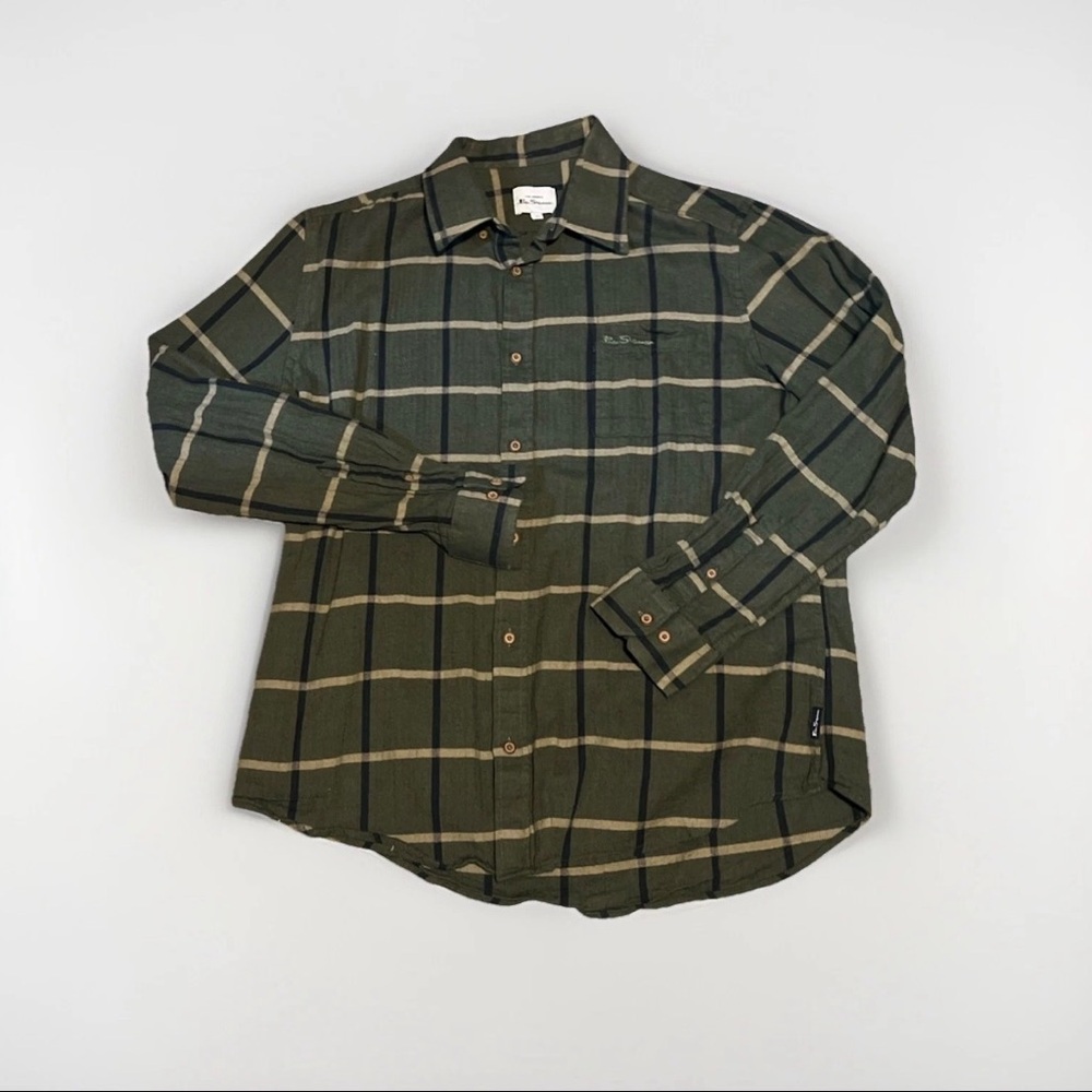 Ben Sherman Dark Green Plaid Men's Shirt